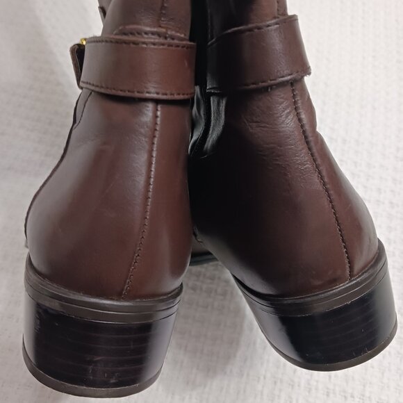 Ralph Lauren Leather Equestrian Wide Calf Brown Boot Size 8B - Picture 4 of 12